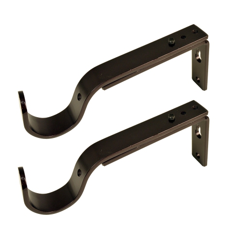 Versailles - Set of 2 Curtain Brackets, Adjustable Projection between 4" to 5.5", Brown