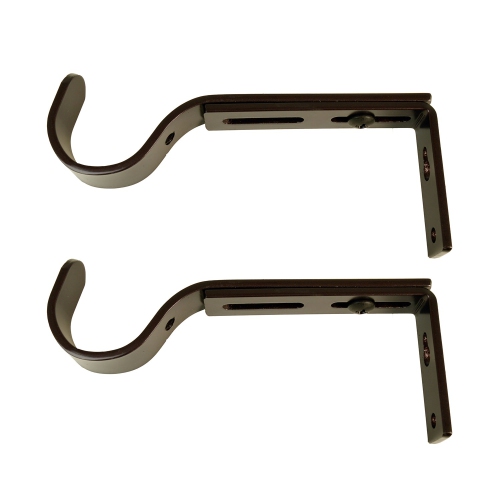 Versailles - Set of 2 Curtain Brackets, Adjustable Projection between 4" to 5.5", Brown