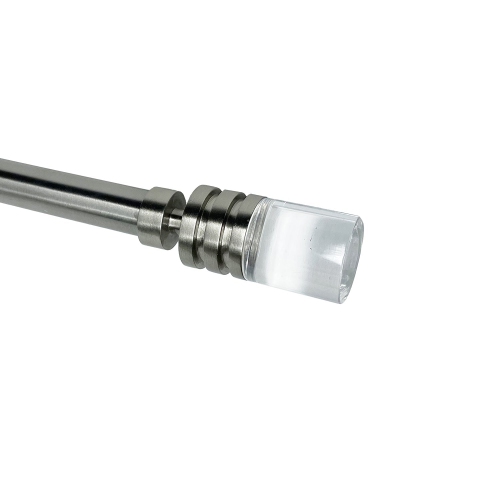 Versailles - Crystale Luvina Finial Curtain Rod Set, Adjustable Length from 72" to 144", Silver