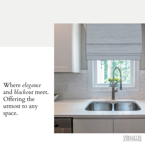 Versailles – Abat-jour romain sans cordon, collection César, tissu assombrissant, 48 x 72&nbsp;po, gris pâle