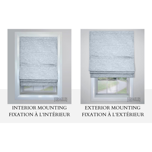 Versailles – Abat-jour romain sans cordon, collection César, tissu assombrissant, 48 x 72&nbsp;po, gris pâle