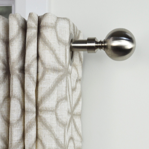 Versailles - Imperial Ball Double Curtain Rod Set, Adjustable Length from 72" to 144", Silver