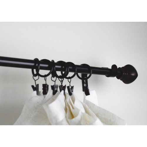 Versailles - Set of 7 Curtain Clip Rings, Made of Steel, Black