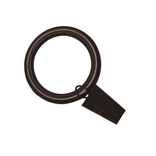 Versailles - Set of 7 Curtain Clip Rings with Nylon Lining, Silent Glide, Brown