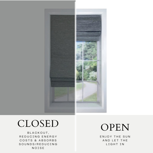 Versailles – Abat-jour romain sans cordon, collection César, tissu assombrissant, 32 x 63&nbsp;po, gris foncé