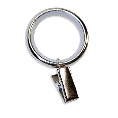 Versailles – Ensemble de 7 anneaux à pince de rideau avec doublure en nylon, glissement silencieux, argent