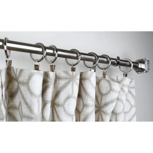 Versailles – Ensemble de 7 anneaux à pince de rideau avec doublure en nylon, glissement silencieux, argent