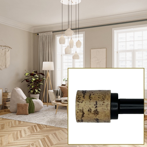 Versailles - Esencial Cork Curtain Rod Set, Adjustable Length From 72" to 144", Black
