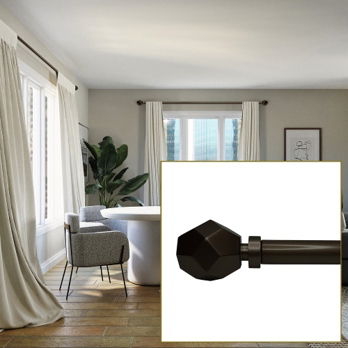 Versailles - Esencial Convex Curtain Rod Set, Adjustable Length From 72" to 144", Bronze