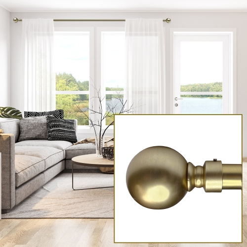 Versailles - Esencial Orb Curtain Rod Set, Adjustable Length From 36" to 72", Gold