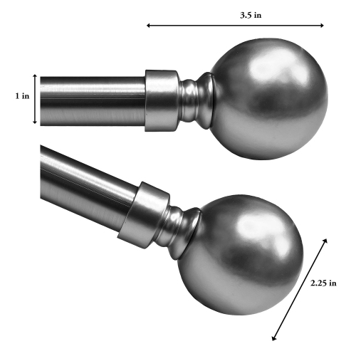 Versailles - Esencial Orb Curtain Rod Set, Adjustable Length From 36" to 72", Gold