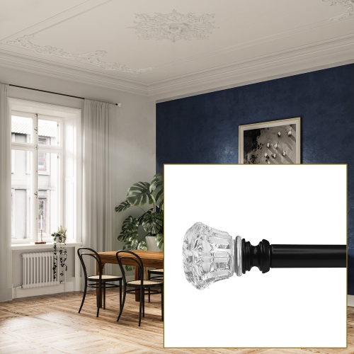 Versailles - Scencillo Tulip Curtain Rod Set, Adjustable Length from 72" to 144", Black