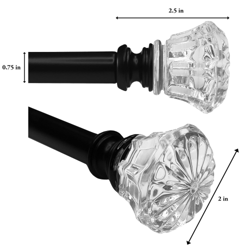 Versailles - Scencillo Tulip Curtain Rod Set, Adjustable Length from 72" to 144", Black