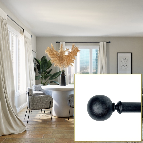 Versailles - Heirloom Curtain Rod Set, Adjustable Length from 32" to 86", Black