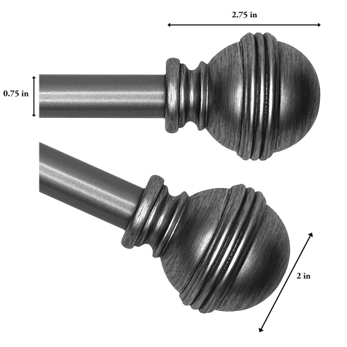 Versailles - Scencillo Circa Curtain Rod Set, Adjustable Length from 72" to 144", Silver