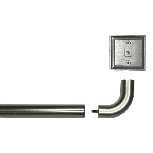 Versailles - BlackOut Room Darkening Curtain Rod Set, Two Mounting Options, Adjustable length from 48" to 86", Silver