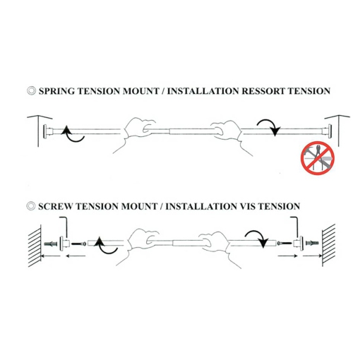 Versailles - DUO Stainless Steel Tension Curtain Rod, Indoor/Outdoor, Adjustable Length from 28" to 48", Grey