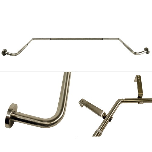 Versailles - Oriel Bay Window Curtain Rod Set, 43" to 78", Silver