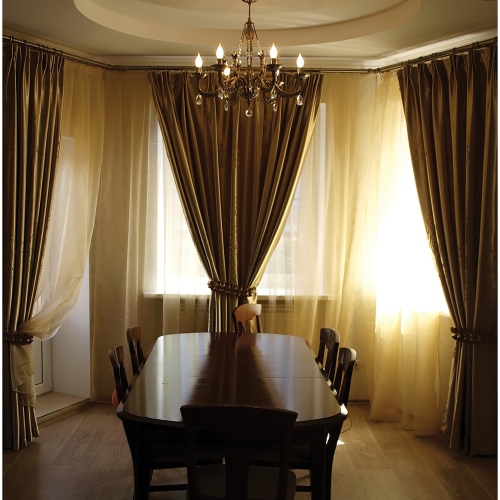 Versailles - Oriel Bay Window Curtain Rod Set, 43" to 78", Silver