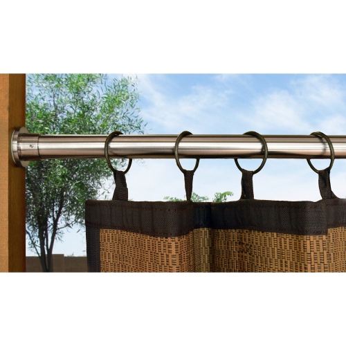 Versailles – Tringle à rideau DUO en acier inoxydable, intérieur/extérieur, longueur réglable de 28 à 48 po, argenté