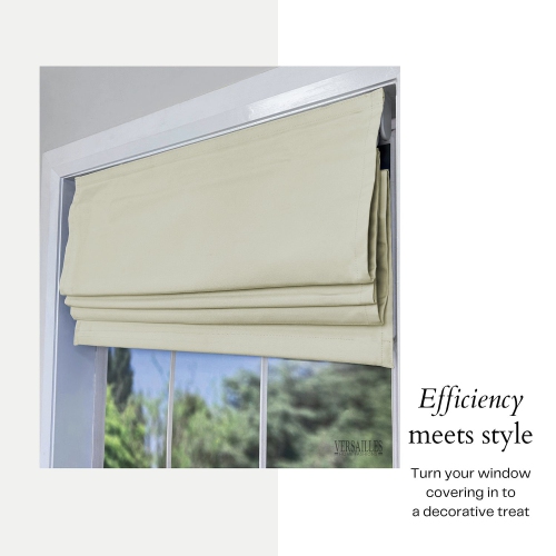 Versailles – Abat-jour romain sans cordon, collection Octavia, tissu assombrissant, 30 x 63 po, ivoire