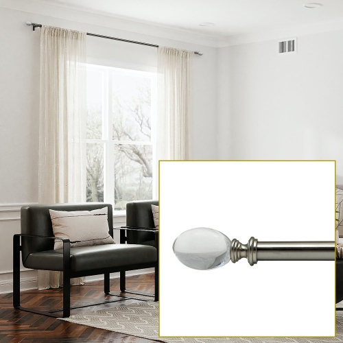 Versailles – Ensemble de tringles à faîteau en forme d'oeuf de cristal, longueur réglable de 72 à 144 po, argenté