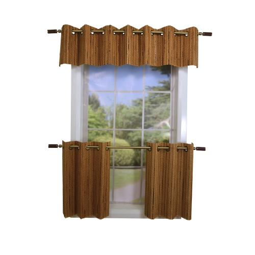 Versailles – 2 rideaux à oeillets en bambou, oeillets en laiton, 48 x 24 po, brun miel