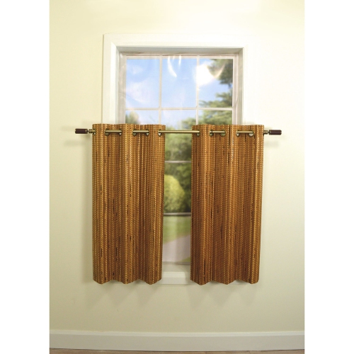 Versailles – 2 rideaux à oeillets en bambou, oeillets en laiton, 48 x 36&nbsp;po, brun miel