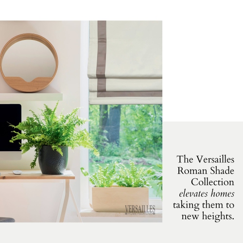 Versailles – Abat-jour romain sans cordon, collection Valentina, tissu assombrissant, 38 x 63 po, taupe