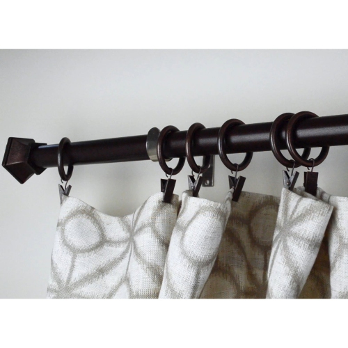 Versailles – Ensemble de 7 anneaux à pince de rideau avec doublure en nylon, patins silencieux, bronze