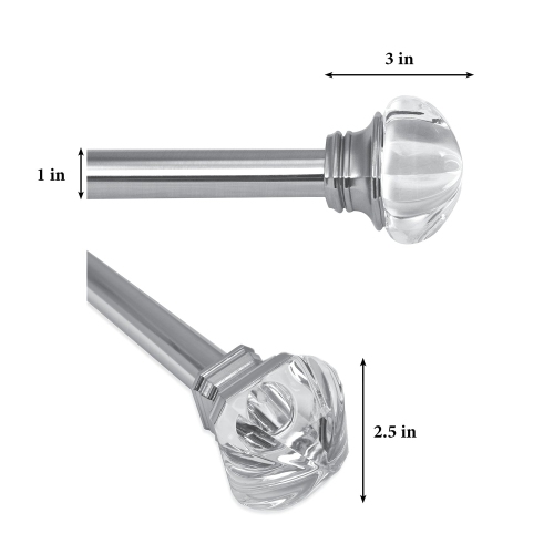 Versailles – Ensemble de tringle à rideaux Imperial Regal, longueur réglable, de 72 à 144 po, argenté