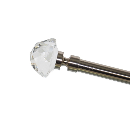 Versailles – Ensemble de tringle à rideaux avec gemmes en cristal, longueur réglable de 30 à 78 po, argenté