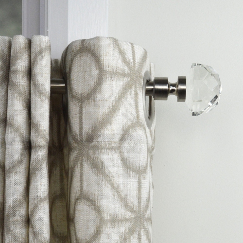 Versailles – Ensemble de tringle à rideaux avec gemmes en cristal, longueur réglable de 30 à 78 po, argenté