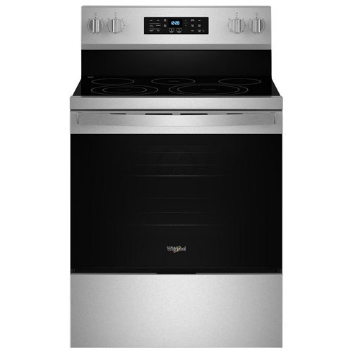 Boîte ouverte - Cuisinière électrique avec friture à air chaud et ventilateur à convection 5,3 pi³ 30 po de Whirlpool - Inox - Parfait état