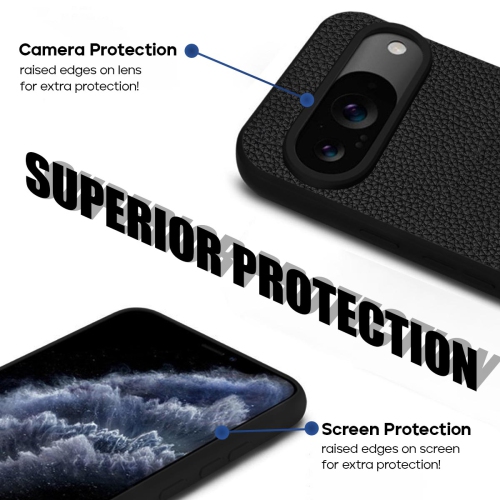 Étui antichoc en cuir végétalien d'Adreama pour Pixel 9/9 Pro de Google