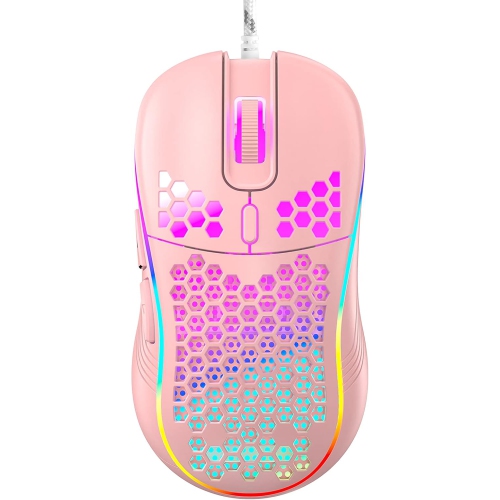 RisoPhy Honeycomb Wired Gaming Mouse, RGB Backlight and 7200 Adjustable DPI, Ergonomic and Lightweight USB Computer Mouse with High Precision Sensor