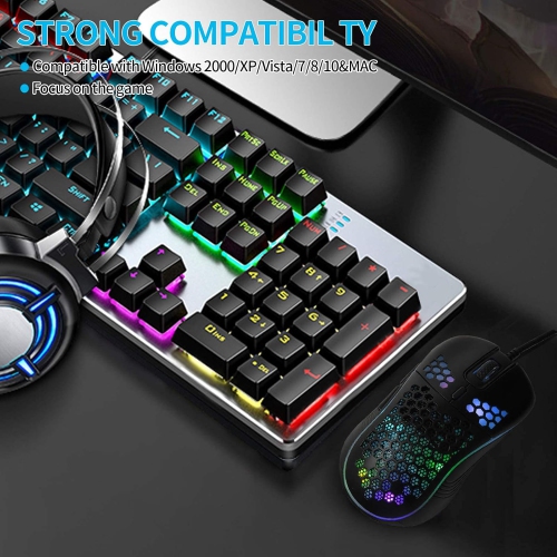 RisoPhy Wired Gaming Mouse, RGB Backlight and 7200 Adjustable DPI, Ergonomic and Lightweight USB Computer Mouse with High Precision Sensor for