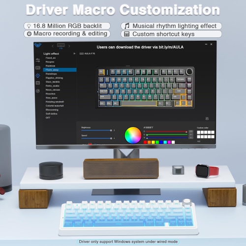 RisoPhy Wireless Mechanical Keyboard,75% Gasket Hot Swappable Custom Keyboard, RGB Backlit, Pre-lubed Linear Switches, Side Printed PBT Keycaps -