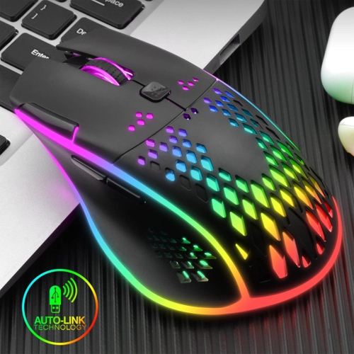 RisoPhy Silent Click Wireless Rechargeable Gaming Mouse with Double-Click Key and Colorful LED Lights, 3 Level Adjustable DPI, 400mah Lithium Battery