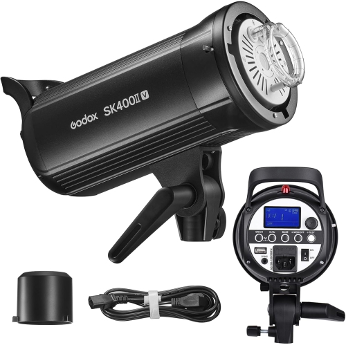 Boîte ouverte - Flash de studio de 400 W LED SK400IIV de Godox, lampe stroboscopique de studio GN65 5600K 2,4 G avec support en forme d'arc de lampe