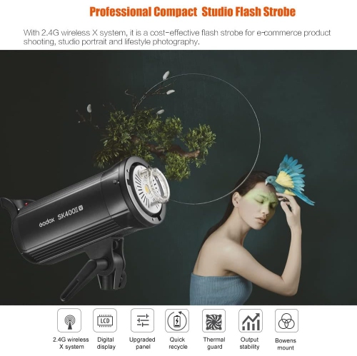 Godox SK400IIV LED Studio Flash 400Ws, 2.4G GN65 5600K Studio Strobe Light with LED Modeling Lamp Bowens Mount by GODOX - Open Box condition - Image 5