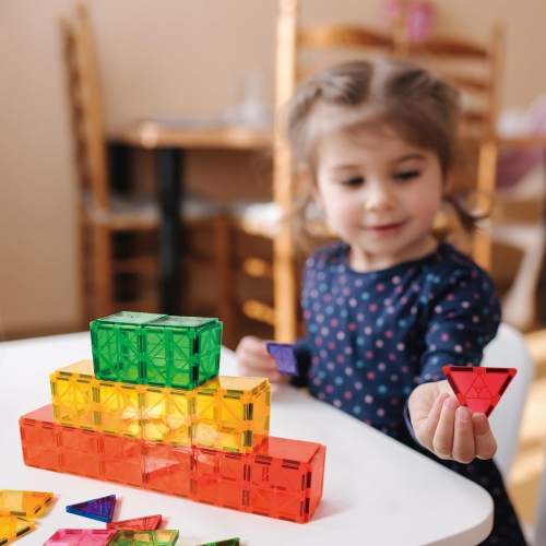 Magnetic Tiles, 100PCS Building Blocks, Magnets Building Set, STEM Toys Christmas Toy Gift for Kids Boys and Girls