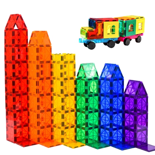 Magnetic Tiles, 100PCS Building Blocks, Magnets Building Set, STEM Toys Christmas Toy Gift for Kids Boys and Girls