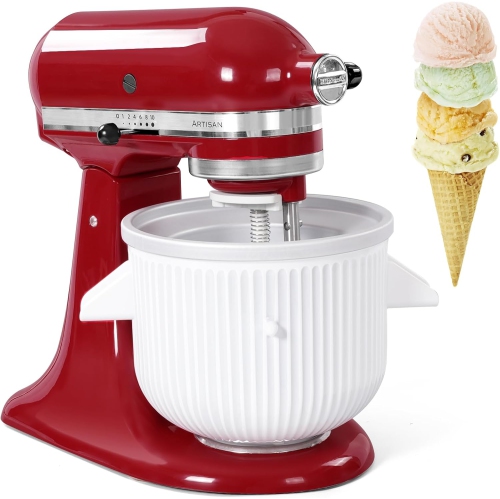 Ice Cream Maker Attachment for Stand Mixers, Compatible with 4.5-5Qt Mixers and 5-6-7Qt Bowl-Lift Models – Ideal for Ice Cream, Sorbet, and Gelato; D