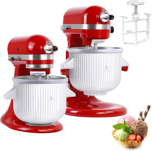 Accessoire de sorbetière pour batteurs de KitchenAid, convient aux 5/5 batteurs sur socle de 4 pte et 6 pte de KitchenAid, à la crème glacée et à la