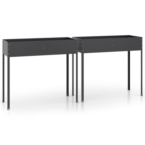 Jardinières vidaXL en acier galvanisé anthracite, 2 pièces