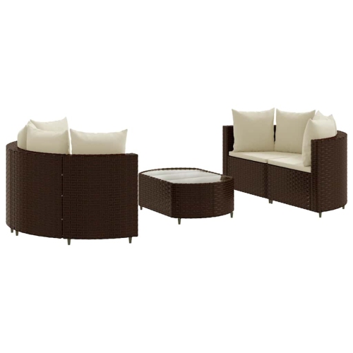 VIDAXL  5 Piece Garden Sofa Set With Cushions Poly Rattan In Brown