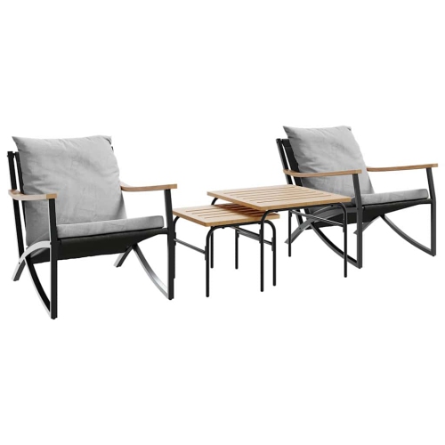 VIDAXL  4 Piece Balcony Furniture Set With Cushions Steel In Black