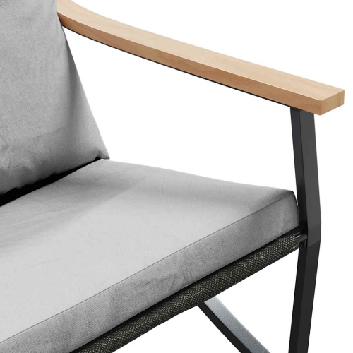 vidaXL 4 Piece Balcony Furniture Set with Cushions Black Steel