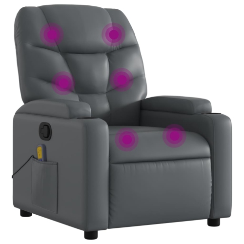 Fauteuil de massage inclinable vidaXL en similicuir gris